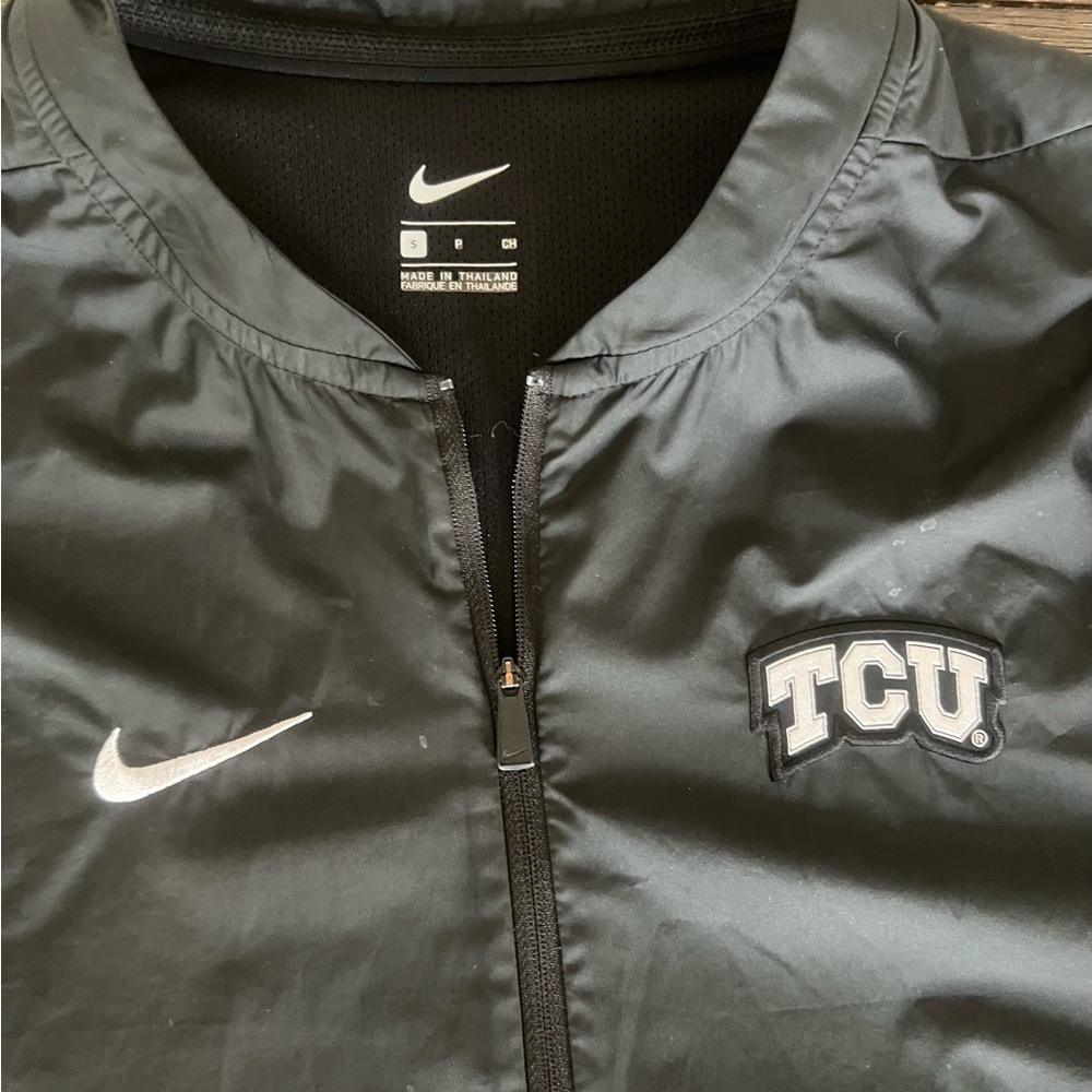 Nike Black Windbreaker with TCU Logo